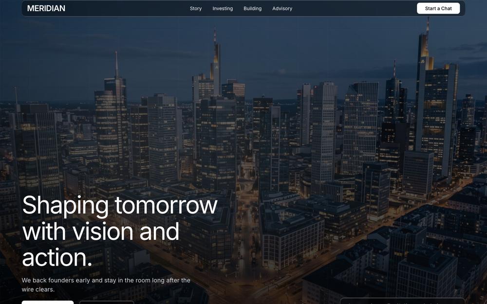 Meridian demo site — corporate investment firm homepage