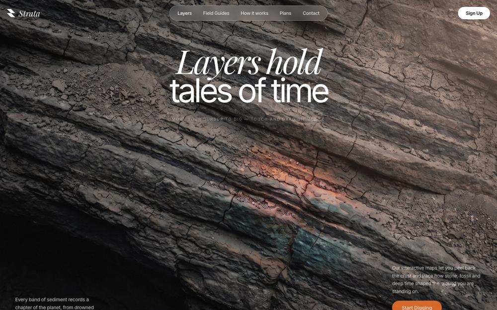 Strata demo site — interactive outdoor brand homepage